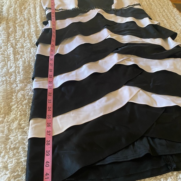 Alex Evening Dress, Black & white, layered ruffles with black beading - Picture 3 of 6